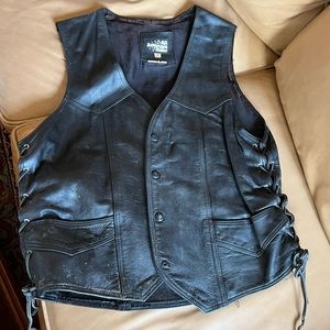 Motorcycle Black Leather Vest